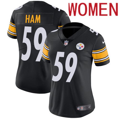 Women Pittsburgh Steelers 59 Jack Ham Nike Black Vapor Limited NFL Jersey